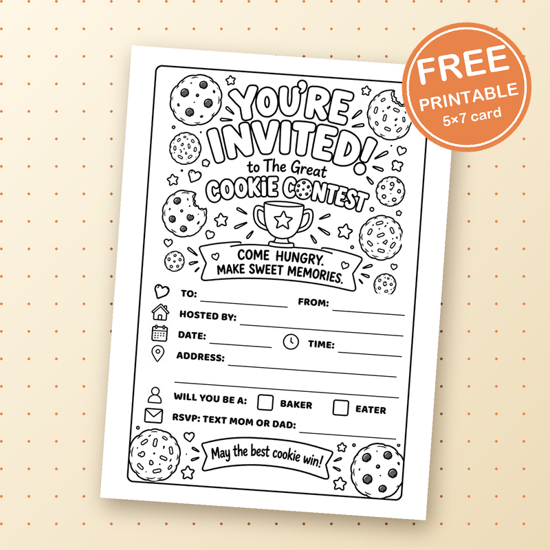 Free printable Contest Invitation Card for The Great Cookie Contest